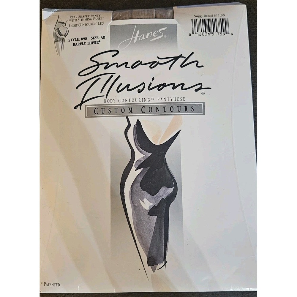 Hanes Smooth Illusions Body Contouring Pantyhose Sz AB Barely There New Vtg 1993